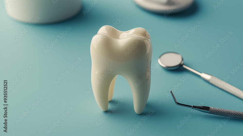 White Tooth Surrounded by Dental Instruments White Tooth Surrounded by Dental Instruments