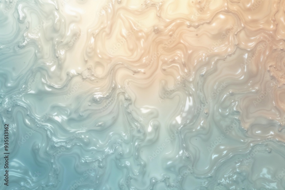 Naklejka premium Dreamy marbled texture in pastel blue and peach with swirling patterns 