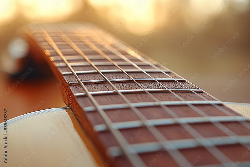 Fototapeta premium A set of guitar strings, isolated on a pastel cream background, representing the foundation of sound in string instruments,