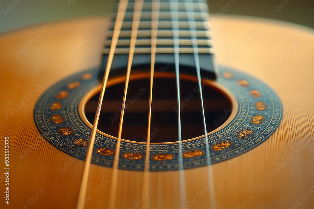 Fototapeta premium A set of guitar strings, isolated on a pastel cream background, representing the foundation of sound in string instruments,