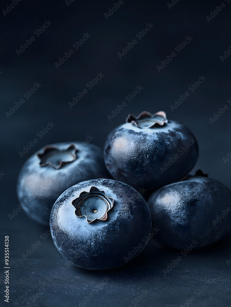 Ultra-Detailed Realistic Photo of a Beautiful Blueberry Against a Dark Blue Background Ultra-Detailed Realistic Photo of a Beautiful Blueberry Against a Dark Blue Background