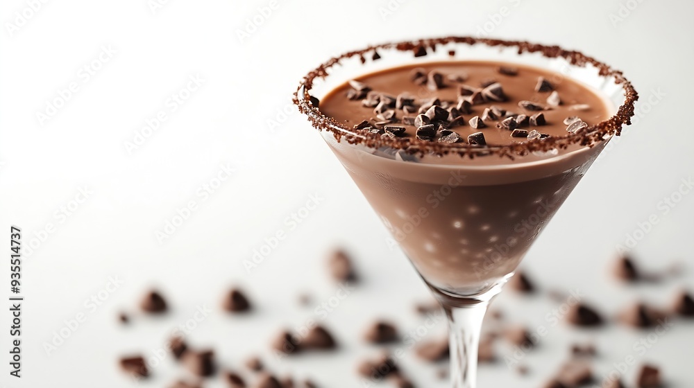chocolate martini isolated on white background with chocolate on the rim : Generative AI chocolate martini isolated on white background with chocolate on the rim : Generative AI
