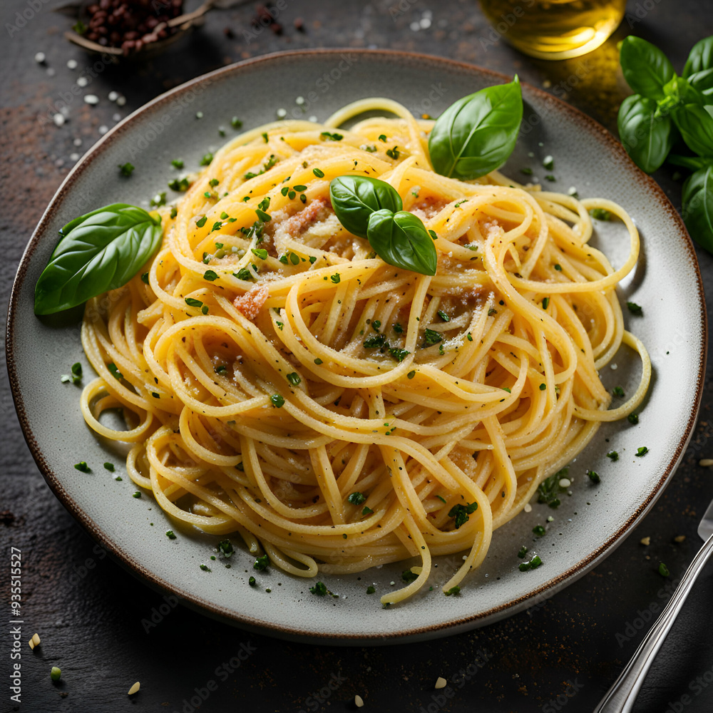 a classic Italian pasta dish, such as spaghetti carbonara or penne arrabbiata. a classic Italian pasta dish, such as spaghetti carbonara or penne arrabbiata.