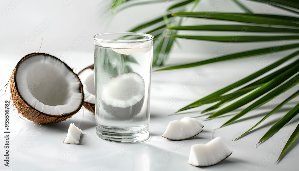Coconut water drink isolated on white background