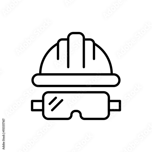 Safety helmet outline icons, minimalist vector illustration ,simple transparent graphic element .Isolated on white background