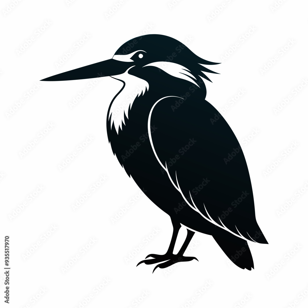Fototapeta premium stork silhouette on a separate white background. Birds