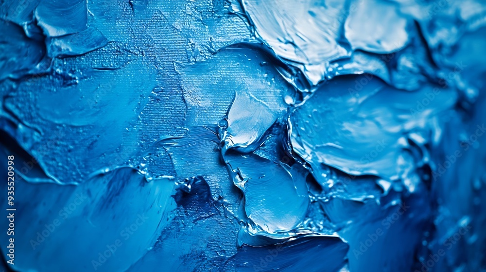 Φωτογραφία Blue background with oil paint Beautiful close up brushstrokesDetail of artistic