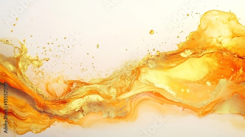 Abstract gold alcohol ink background hand painted liquid ink gold splashes effect : Generative AI