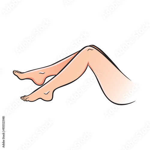 Elegant legs in a relaxed position, showcasing natural beauty and skin tone against a white background