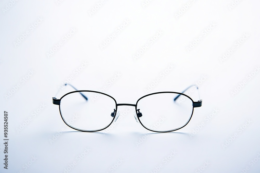 Minimalist eyeglasses with thin frame on white background Minimalist eyeglasses with thin frame on white background