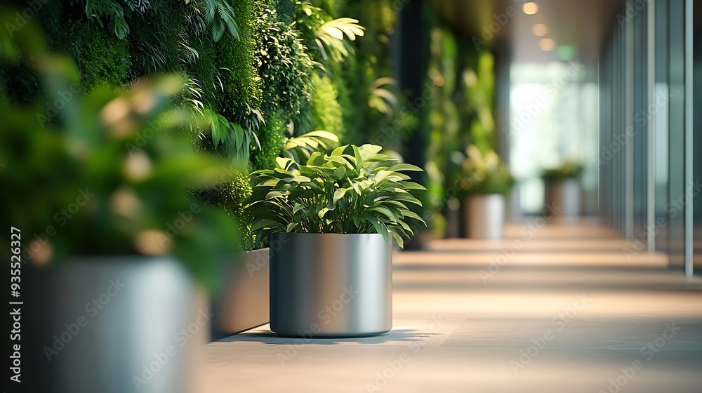 Interior shots of offices with flora and fauna or vertical gardens : Generative AI Interior shots of offices with flora and fauna or vertical gardens : Generative AI