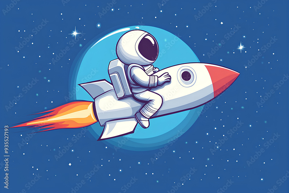 astronaut riding a rocket, blue background, cartoon style, vector astronaut riding a rocket, blue background, cartoon style, vector