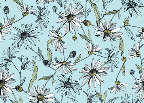 Classic Popular Flower Seamless pattern background - For easy making seamless pattern use it for filling any contours