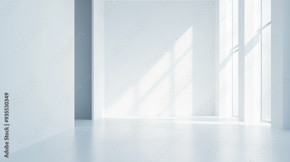 Bright empty white room with large windows casting soft sunlight onto the clean floor. The minimalist interior design highlights open space and simplicity. Bright empty white room with large windows casting soft sunlight onto the clean floor. The minimalist interior design highlights open space and simplicity.