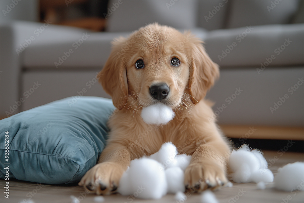 The dog is naughty and bites things in the house. The dog is naughty and bites things in the house.
