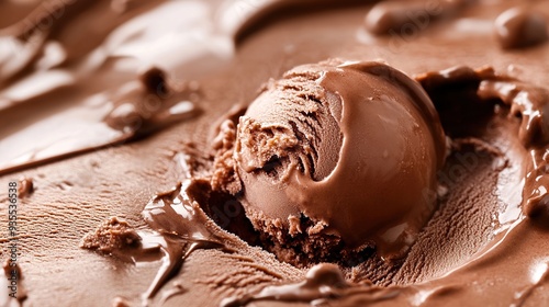 Wallpaper Mural Melting Chocolate Ice Cream: A Close-Up View of a Rich and Creamy Chocolate Ice Cream Cone Slowly Melting, Capturing the Smooth and Glossy Texture of the Dripping Ice Cream Against a Soft Background. Torontodigital.ca