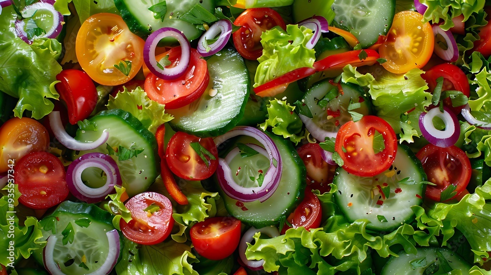 Mixed vegetables salad with green lettuce Mixed vegetables salad with green lettuce