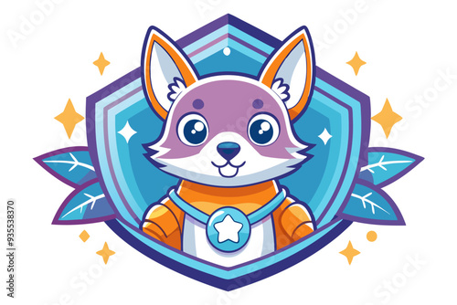 Adorable Cartoon Fox in Space Suit with Stars and Leaves