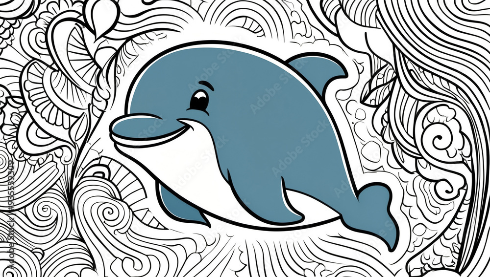 Obraz premium Coloring page, dolphin design