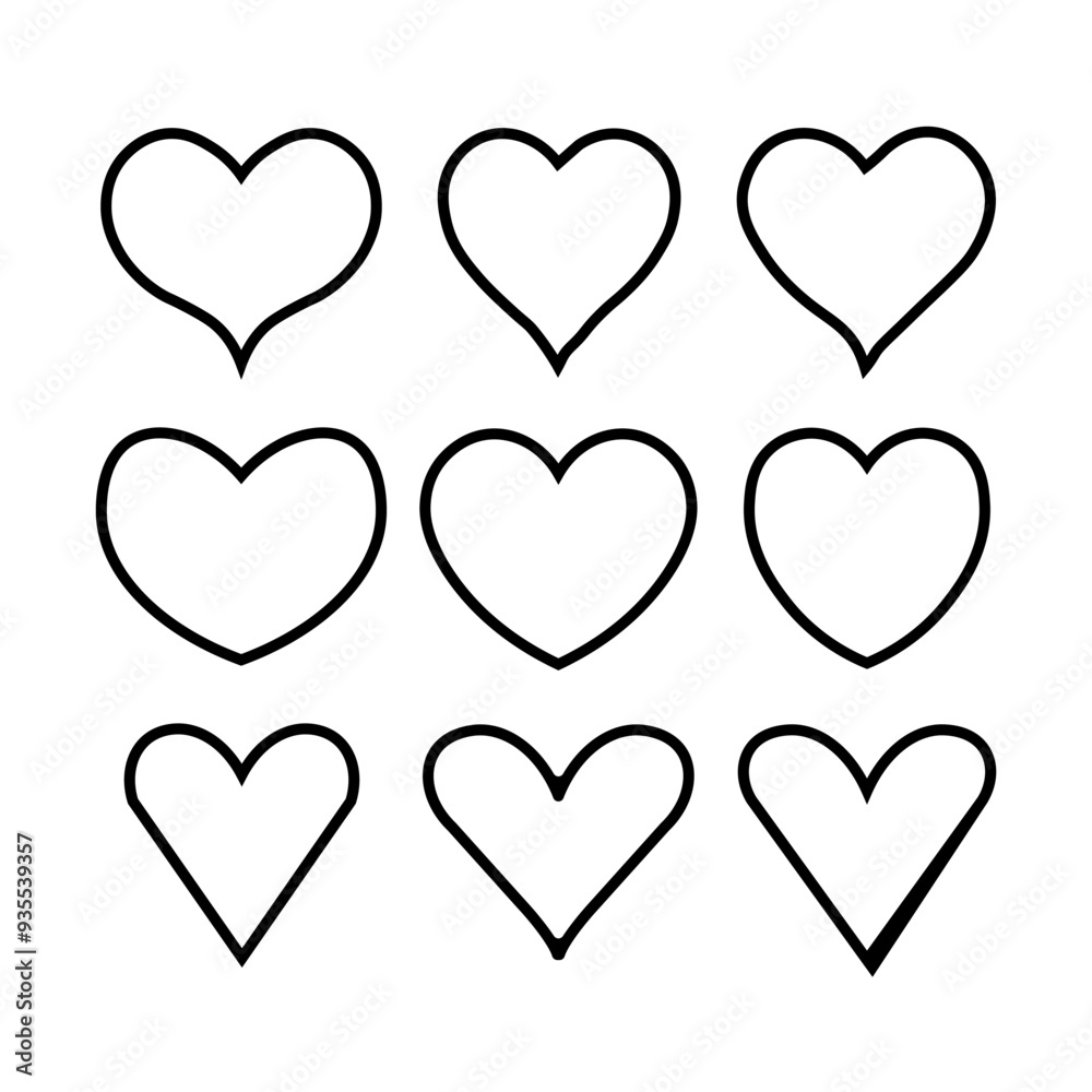Collection black Hearts illustration. Hand drawn Brush pen painting. Valentine's day romantic style. Collection black Hearts illustration. Hand drawn Brush pen painting. Valentine's day romantic style.