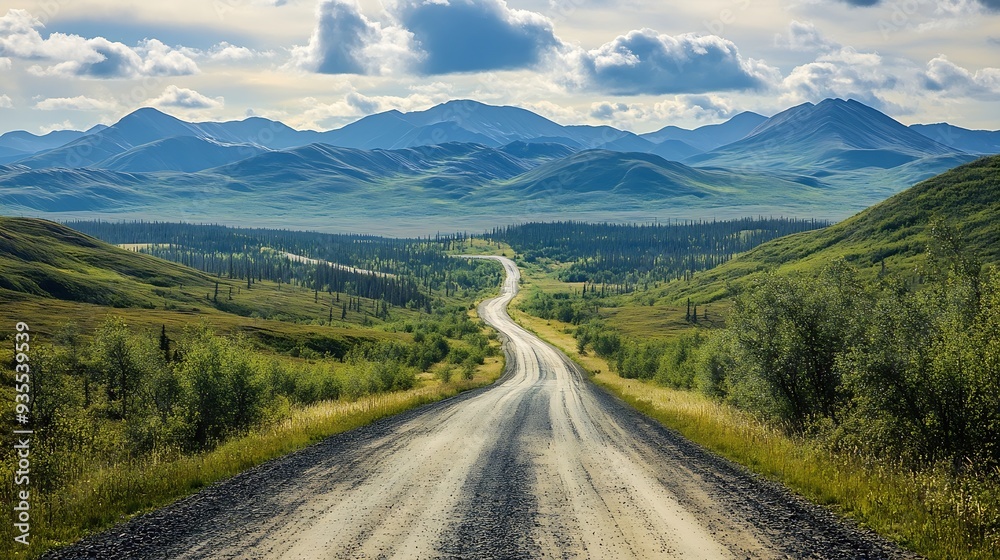 Naklejka premium The beautiful landscape of the dempster highway during the yukon summer yukon canada : Generative AI