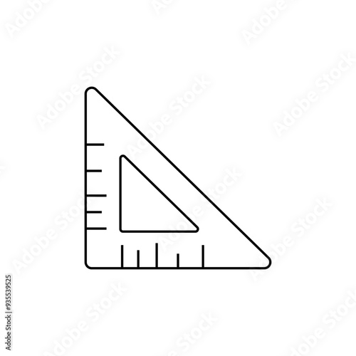 Ruler icon vector in outline and solid black