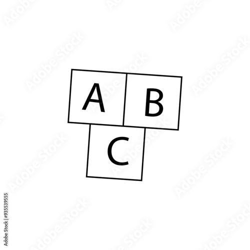 ABC alphabet blocks or cubes. Game design, baby kid toys, jigsaw puzzle and business teamwork concept. 3d vector icon. Cartoon minimal style.