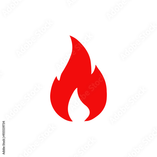 A striking and vibrant red flame icon that symbolizes energy, passion, and heat in various creative design elements
