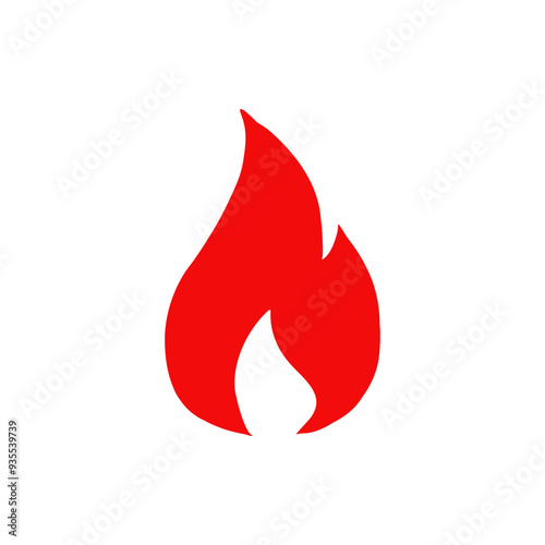 A striking and vibrant red flame icon that symbolizes energy, passion, and heat in various creative design elements