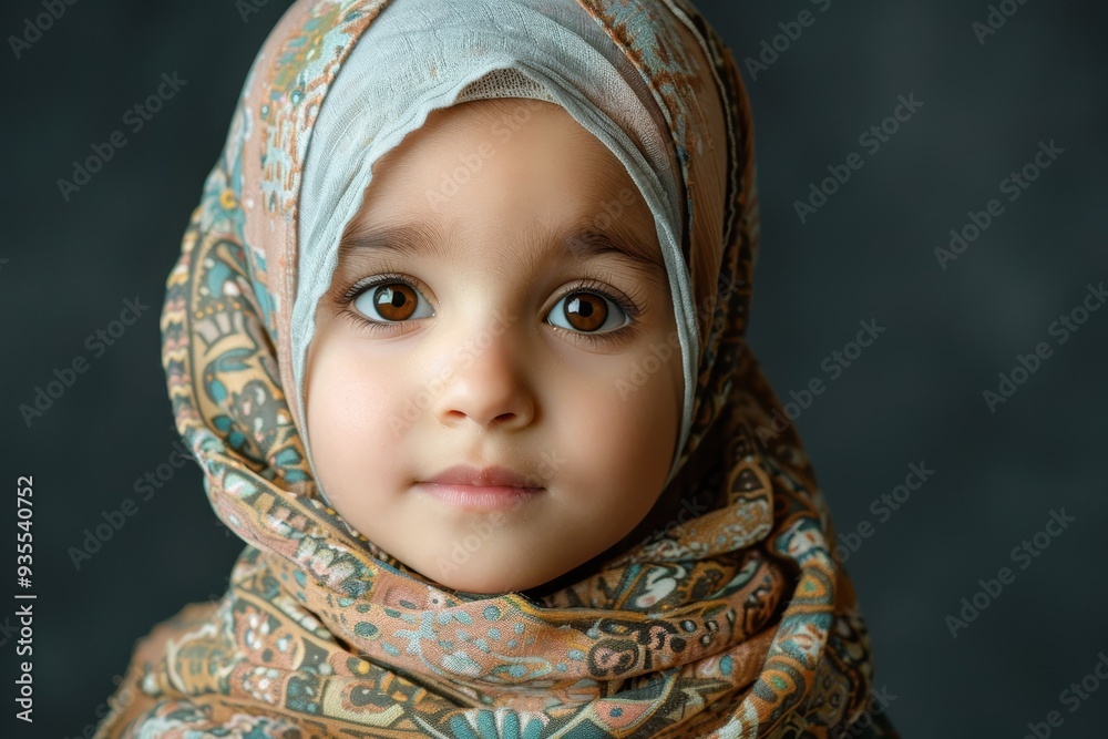 Close-up Portrait of a Young Girl Wearing a Colorful Scarf Close-up Portrait of a Young Girl Wearing a Colorful Scarf