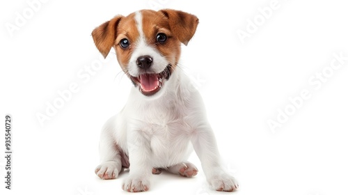 happy Puppy sitting isolated on white