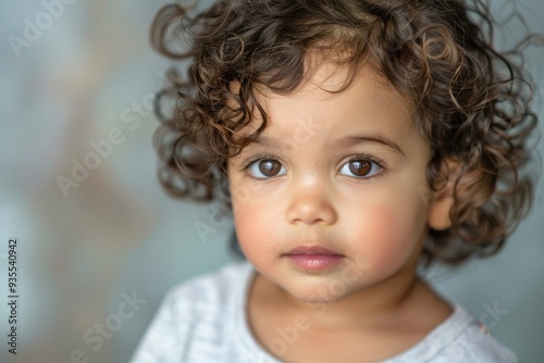 Portrait of a Young Girl with Curly Brown Hair