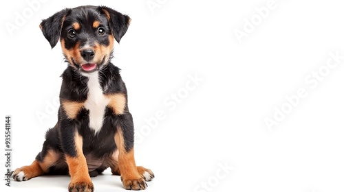 happy Puppy sitting isolated on white