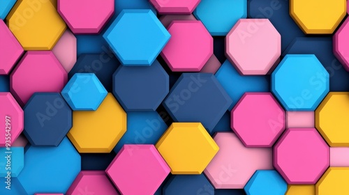 Discover a stunning abstract hexagon backdrop that fuses vibrant colors and textures for dynamic design projects.