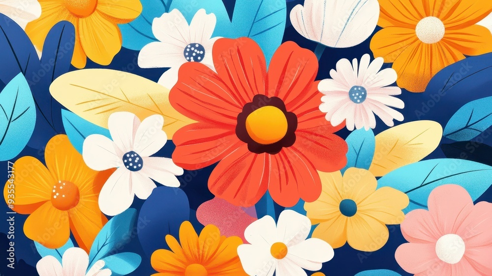 This vibrant floral design adds a touch of whimsy to your project with its playful colors and abstract shapes. This vibrant floral design adds a touch of whimsy to your project with its playful colors and abstract shapes.