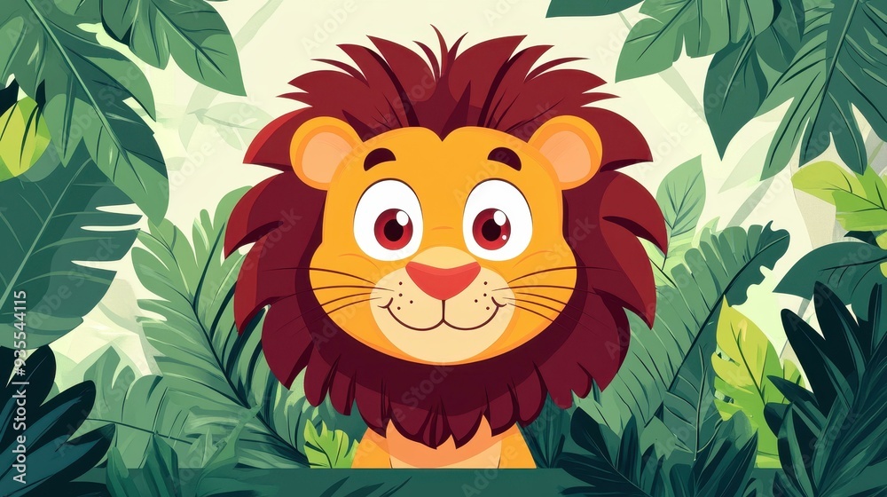 Fototapeta premium Discover a stunning lion head illustration mixed with vibrant greens, exemplifying modern artistic flair and texture depth.