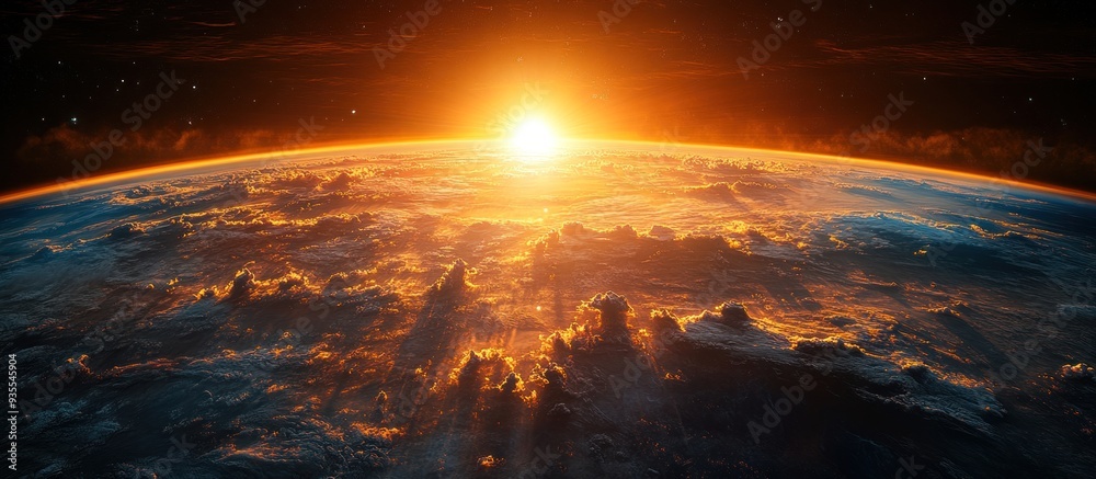 Fototapeta premium Sunrise From Space: A Spectacular View of Earth
