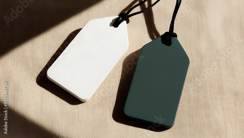 Label tag mockup. Label Tag mockup template. Cloth label tag blank mockup. Price Label tag mockup.