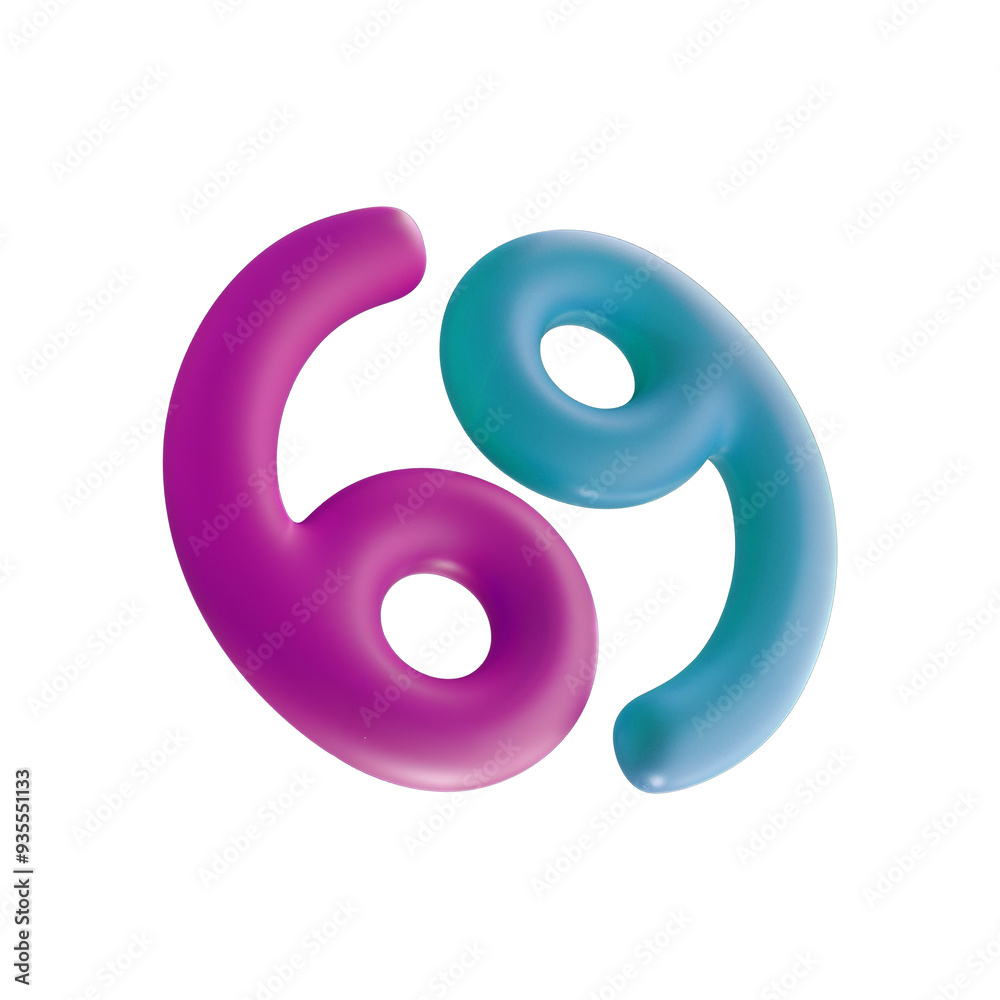 3D illustration of a Beautiful Transparent 6 and 9 3D illustration of a Beautiful Transparent 6 and 9