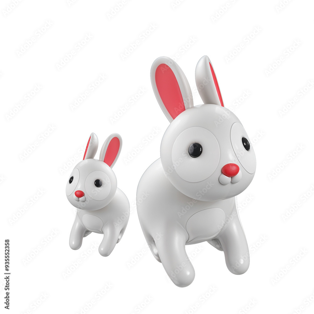 3D illustration of Beautiful Transparent pair of rabbits-Bunny 3D illustration of Beautiful Transparent pair of rabbits-Bunny