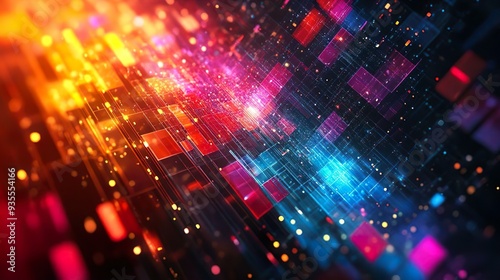 Wallpaper Mural Abstract grid patterns in bold colors ideal for creating a dynamic and tech-inspired wallpaper Torontodigital.ca