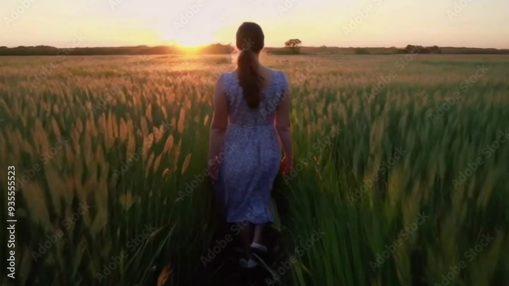 woman in the field at sunset woman in the field at sunset