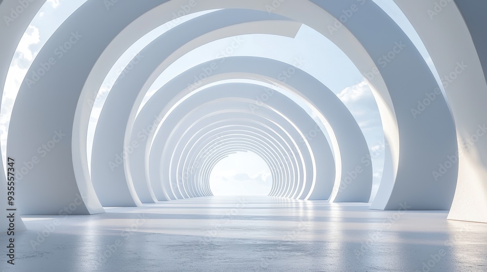 Naklejka premium White circular building architecture background