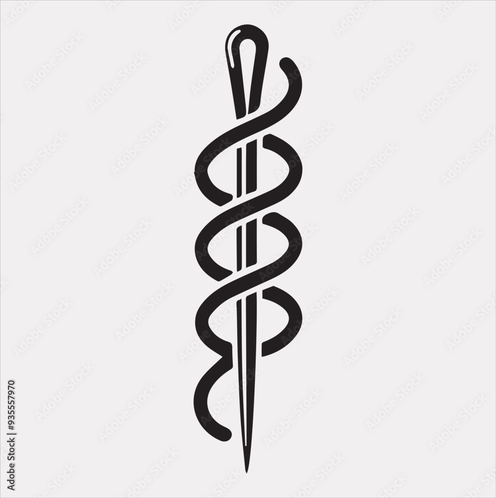 Needle icon Vector silhouette illustration icon on a white background Needle icon Vector silhouette illustration icon on a white background