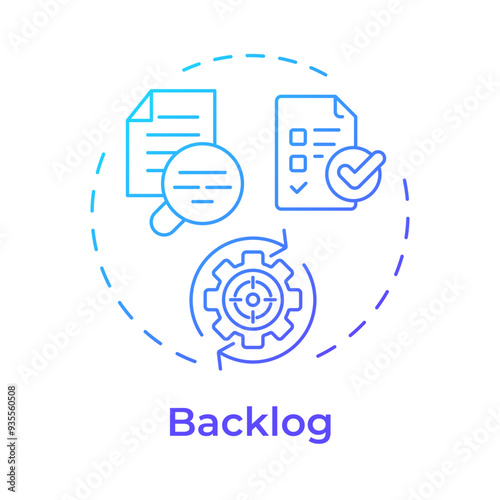 Backlog blue gradient concept icon. Compliance documentation, scrum. Agile methodology. Round shape line illustration. Abstract idea. Graphic design. Easy to use in infographic, presentation
