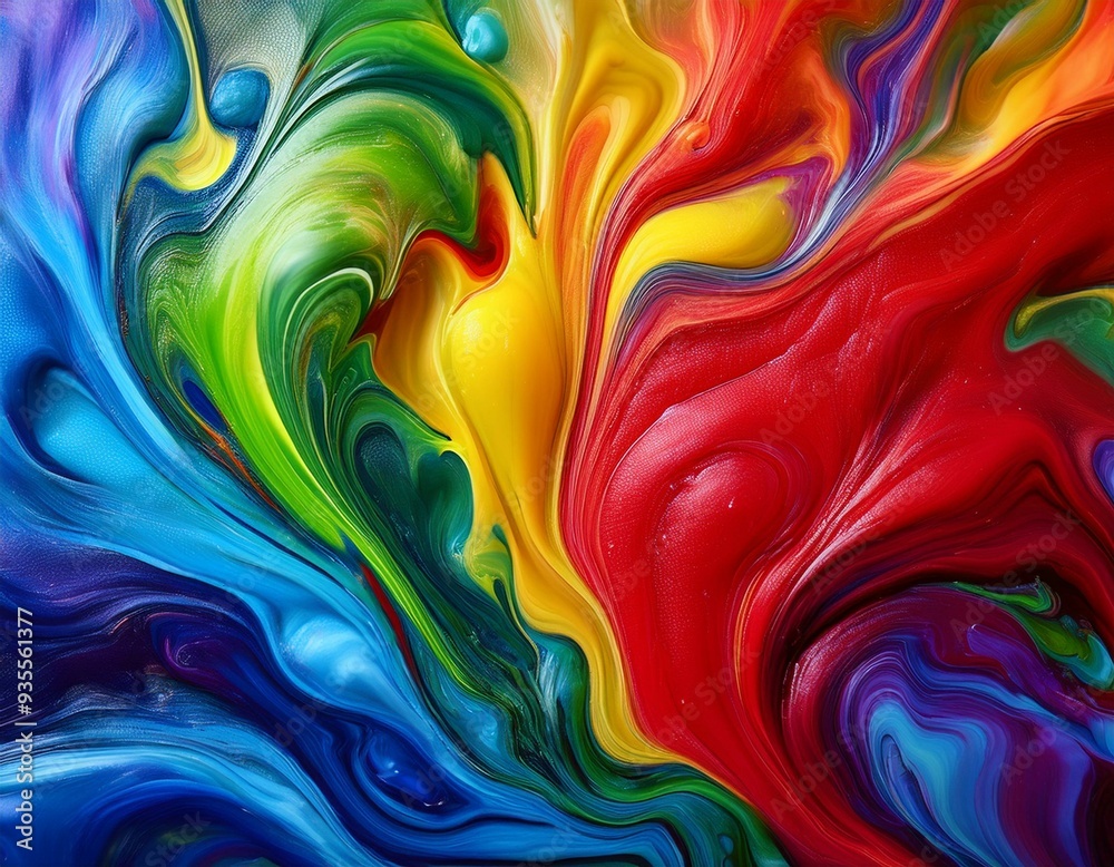 Fototapeta premium Macro of Multi-Colored Paint Swirls