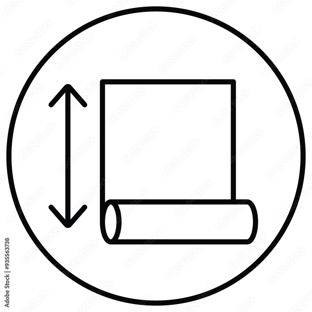 Roll Length Icon Design. Represents Roll Measurement, Roll Length Size, Roll Dimension, Product Specification. Vector icon. Roll Length Icon Design. Represents Roll Measurement, Roll Length Size, Roll Dimension, Product Specification. Vector icon.