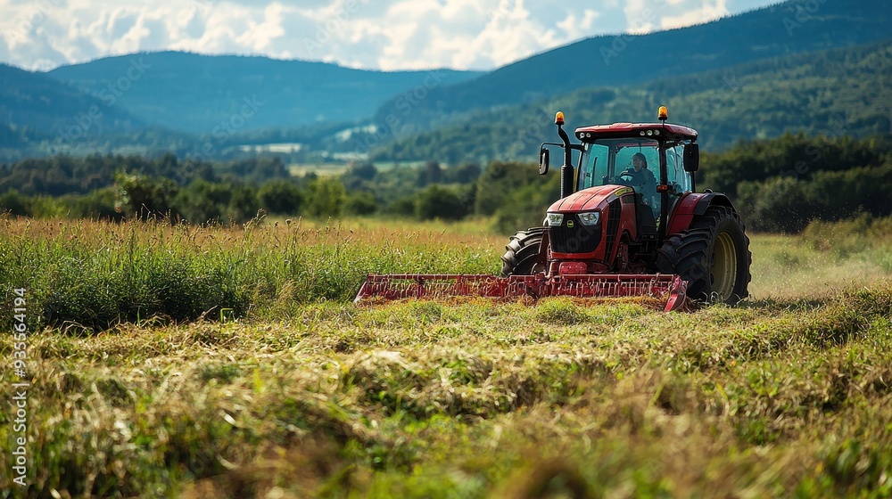 A tractor grass cutter in field for agricultural machinery A tractor grass cutter in field for agricultural machinery
