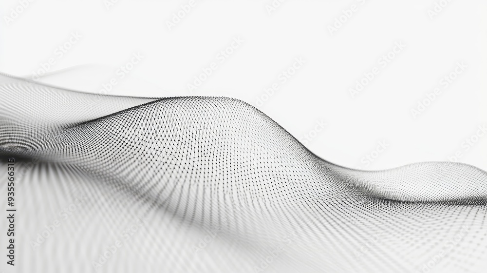 Fototapeta premium Abstract Wavy Grid, Digital Art, Minimalist, Network, White Background