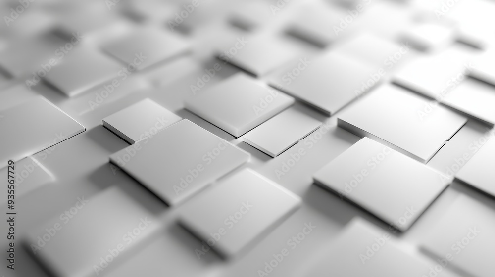 Abstract White Square Composition, 3D, Minimalism, Geometric, Design Abstract White Square Composition, 3D, Minimalism, Geometric, Design